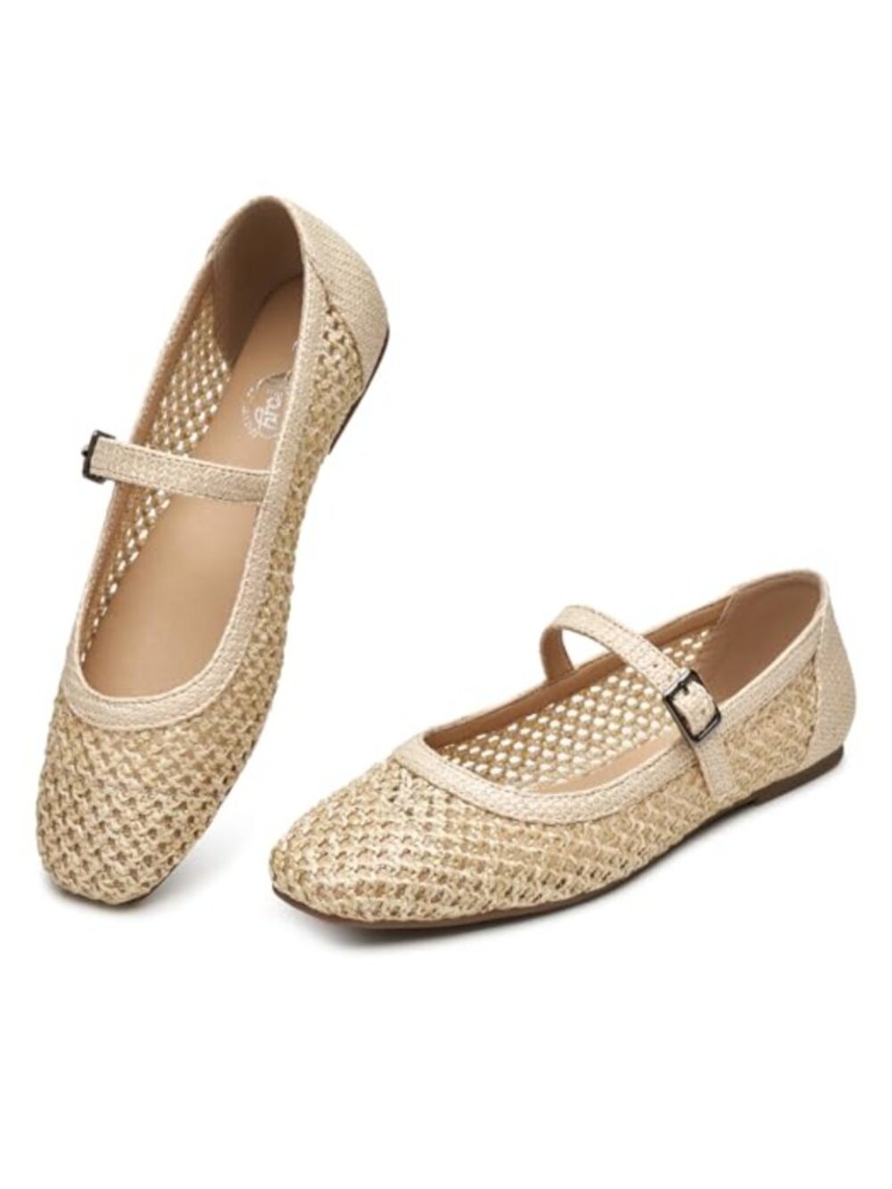 Trary Woven Mary Jane Flats Women Dressy Ballet Comfortable Buckle Shoes